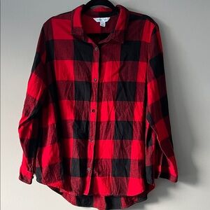 Red and Black Flannel Button Down